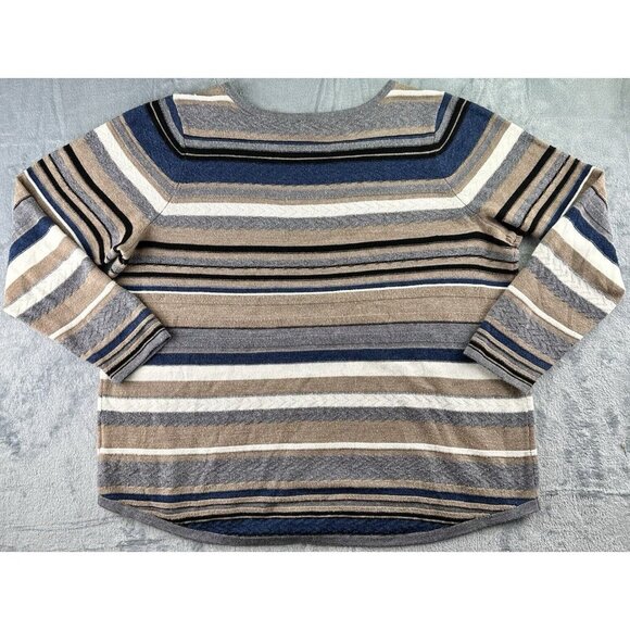 Croft & Barrow Lightweight Sweater Women 1X Multi Striped Long Sleeve Round Neck - Picture 2 of 10